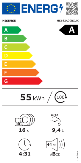 Étiquette énergie officielle UE — Hisense HS663A90BXUK — Classe A