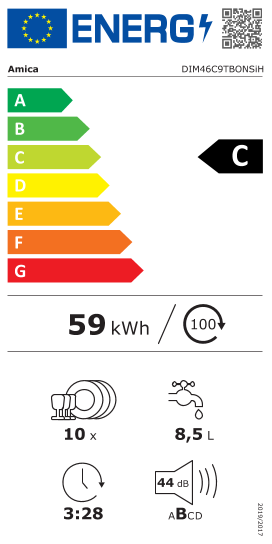 Étiquette énergie officielle UE — Amica DIM46C9TBONSiH — Classe C