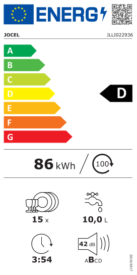 Étiquette énergie officielle UE — Jocel JLLI022936 — Classe D
