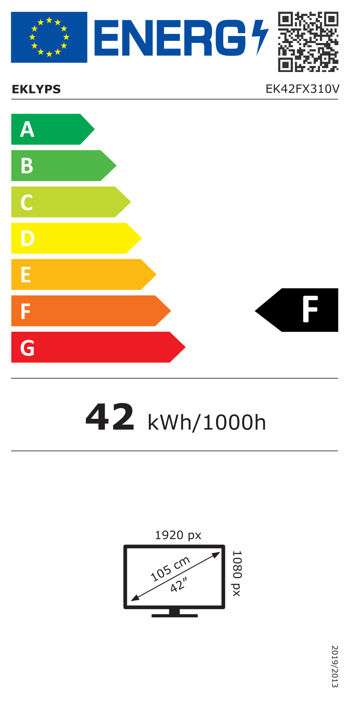 Étiquette énergie officielle du produit
