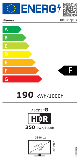Étiquette énergie officielle UE — Hisense 100U71QTUK — Classe F