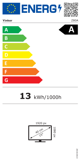 Étiquette énergie officielle UE — Yinker Z80A — Classe A