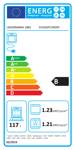 Étiquette énergie officielle UE — Lagermania 1882 SV10JGP1X4DF0 — Classe B