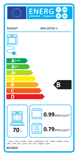 Étiquette énergie officielle UE — Brandt BKFC2070X 1 — Classe B