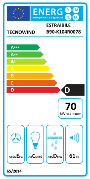 Étiquette énergie officielle UE — Tecnowind ESTRAIBILE B90-K104R0078 — Classe D