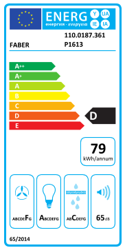 Étiquette énergie officielle UE — Faber 110.0187.361 P1613 — Classe D