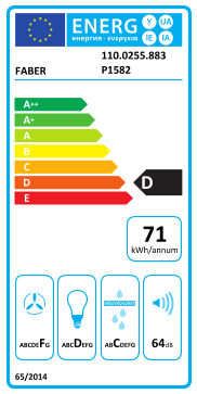Étiquette énergie officielle UE — Faber 110.0255.883 P1582 — Classe D