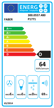 Étiquette énergie officielle UE — Faber 300.0557.480 P1771 — Classe D