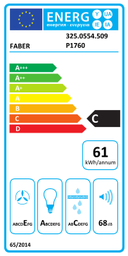 Étiquette énergie officielle UE — Faber 325.0554.509 P1760 — Classe C