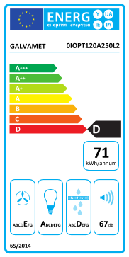 Étiquette énergie officielle UE — Galvamet 0IOPT120A250L2 — Classe D