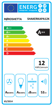Étiquette énergie officielle UE — Røroshetta SHAKERKAPA12K — Classe A++