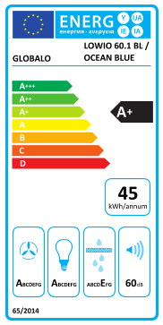 Étiquette énergie officielle UE — Globalo LOWIO 60.1 BL / OCEAN BLUE — Classe A+