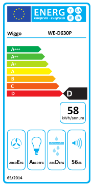 Étiquette énergie officielle UE — Wiggo WE-D630P — Classe D