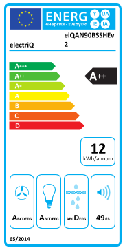 Étiquette énergie officielle UE — Electriq eiQAN90BSSHEv2 — Classe A++