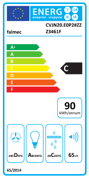 Étiquette énergie officielle UE — Falmec CVJN20.E0P2#ZZZ3461F — Classe C