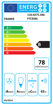 Étiquette énergie officielle UE — Franke 110.0275.346 FTC926L — Classe B
