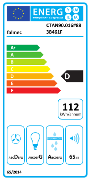 Étiquette énergie officielle UE — Falmec CTAN90.016#883B461F — Classe D