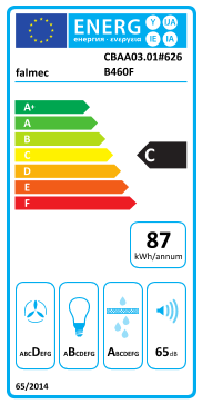 Étiquette énergie officielle UE — Falmec CBAA03.01#626B460F — Classe C