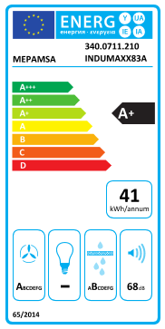 Étiquette énergie officielle UE — Mepamsa 340.0711.210 INDUMAXX83A — Classe A+