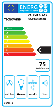 Étiquette énergie officielle UE — Tecnowind VALKYR BLACK 90-K468I0028 — Classe C