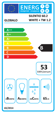 Étiquette énergie officielle UE — Globalo SILENTIO 60.2 WHITE + TW 1.2 — Classe B