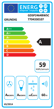 Étiquette énergie officielle UE — Grundig GDSP2464BWSC 7704330107 — Classe A