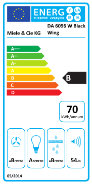 Étiquette énergie officielle UE — Miele & Cie Kg DA 6096 W Black Wing — Classe B