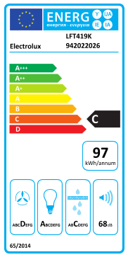 Étiquette énergie officielle UE — Electrolux LFT419K 942022026 — Classe C