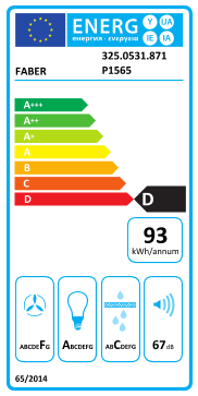 Étiquette énergie officielle UE — Faber 325.0531.871 P1565 — Classe D