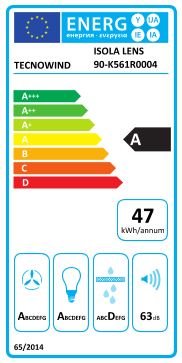 Étiquette énergie officielle UE — Tecnowind ISOLA LENS 90-K561R0004 — Classe A