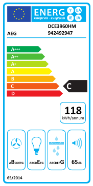 Étiquette énergie officielle UE — Aeg DCE3960HM 942492947 — Classe C