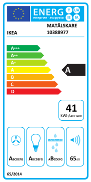 Étiquette énergie officielle UE — Ikea MATÄLSKARE 10388977 — Classe A