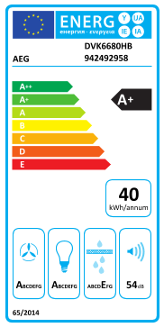 Étiquette énergie officielle UE — Aeg DVK6680HB 942492958 — Classe A+