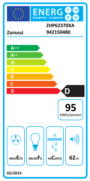 Étiquette énergie officielle UE — Zanussi ZHP62370XA 942150480 — Classe D
