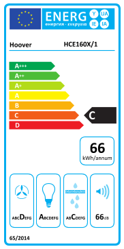Étiquette énergie officielle UE — Hoover HCE160X/1 — Classe C