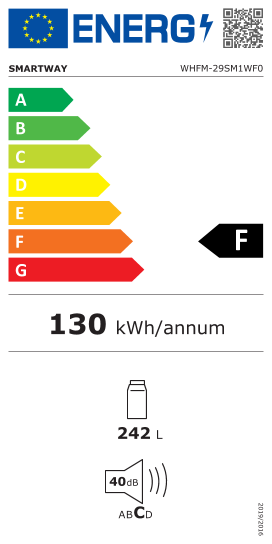 Étiquette énergie officielle UE — Smartway WHFM-29SM1WF0 — Classe F