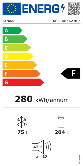 Étiquette énergie officielle UE — Kernau KFRC 18151.2 NF X — Classe F