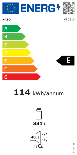 Étiquette énergie officielle UE — Nabo KT 3310 — Classe E