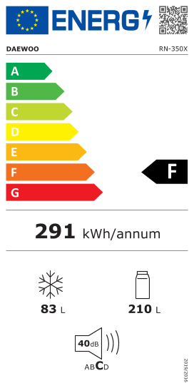 Étiquette énergie officielle UE — Daewoo RN-350X — Classe F