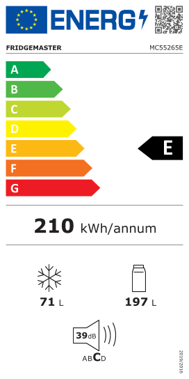 Étiquette énergie officielle UE — Fridgemaster MC55265E — Classe E