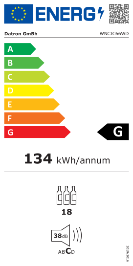 Étiquette énergie officielle UE — Datron Gmbh WNCJC66WD — Classe G