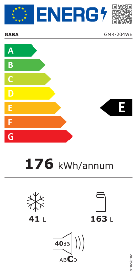 Étiquette énergie officielle UE — Gaba GMR-204WE — Classe E