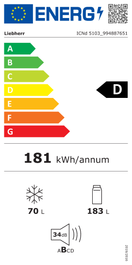 Étiquette énergie officielle UE — Liebherr ICNd 5103_994887651 — Classe D