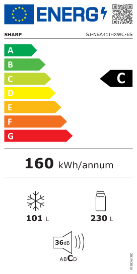 Étiquette énergie officielle UE — Sharp SJ-NBA41IHXWC-ES — Classe C