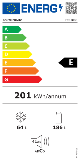 Étiquette énergie officielle UE — Solthermic FCR188C — Classe E
