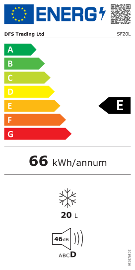 Étiquette énergie officielle UE — Dfs Trading Ltd SF20L — Classe E