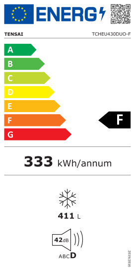 Étiquette énergie officielle UE — Tensai TCHEU430DUO-F — Classe F