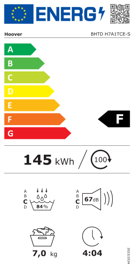 Étiquette énergie officielle UE — Hoover BHTD H7A1TCE-S — Classe F