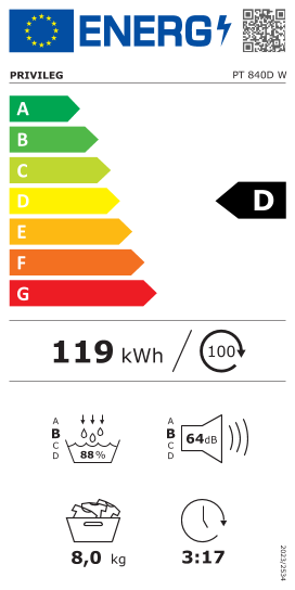 Étiquette énergie officielle UE — Privileg PT 840D W — Classe D