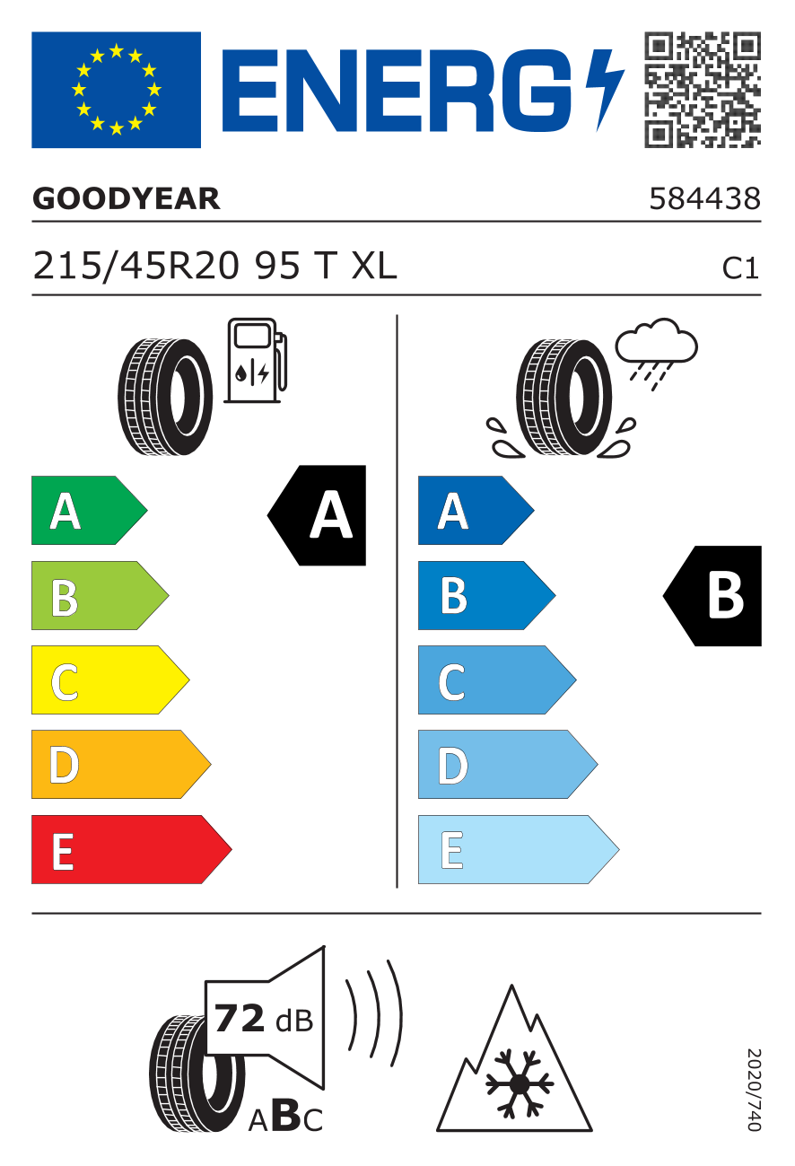 Etichetta Europea Goodyear Goodyear 215/45 R20 95T VEC4SEASG3 XL pneumatici nuovi All Season